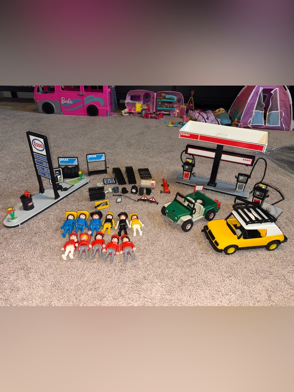 1980s playmobile esso gas station set